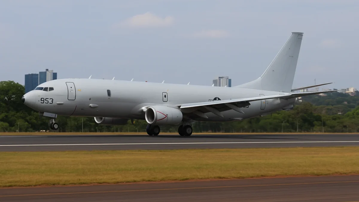 Aeronave Boeing 737 de pintura cinza vinculada aos Fuzileiros Navais dos EUA pousa em Brasília