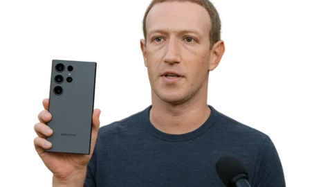 Mark Zuckerberg é visto com um Samsung Galaxy S24 Ultra durante entrevista no fim de setembro de 2026