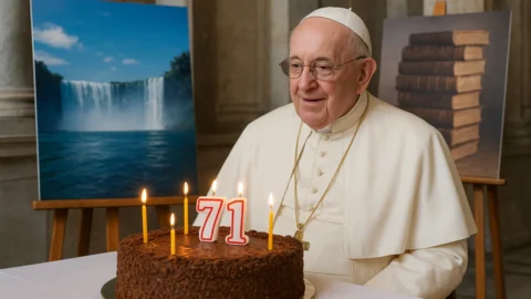 Papa Leão XIV celebra 71 anos com exposição sobre a água, bolo e ordem para nova sede da Biblioteca Apostólica