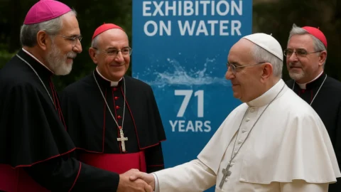 Papa Leão XIV inaugura exposição sobre água no Vaticano ao comemorar 71 anos