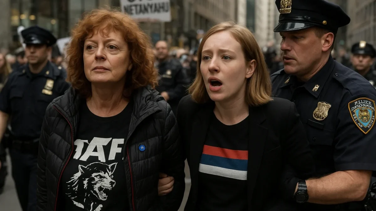 Susan Sarandon e Hannah Einbinder são detidas em protesto contra Benjamin Netanyahu em Nova York