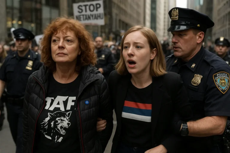 Susan Sarandon e Hannah Einbinder são detidas em protesto contra Benjamin Netanyahu em Nova York