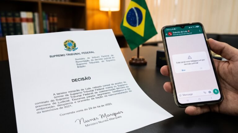 Decisão de Nunes Marques retira canal Exército de Lula do ar no WhatsApp após embates judiciais e campanha deve retornar em 48 horas