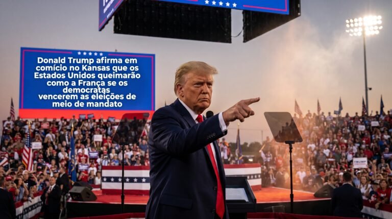 Donald Trump afirma em comício no Kansas que os Estados Unidos vão queimar exatamente como a França se os democratas vencerem as eleições de meio de mandato