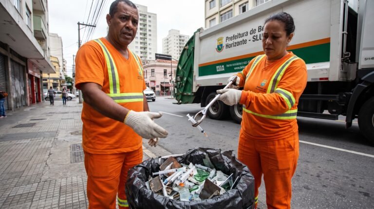 Garis de Belo Horizonte enfrentam graves perigos e ferimentos nas ruas devido ao descarte irregular de seringas e materiais cortantes no lixo