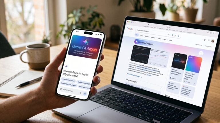 Google lança o poderoso Gemini 4 Argon no aplicativo e na busca, trazendo recursos avançados de raciocínio, eficiência em códigos e novidades para assinantes dos planos Pro e Ultra