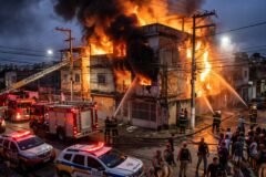 Incêndio criminoso destrói casa de três andares após briga entre moradores na Região de Venda Nova em Belo Horizonte
