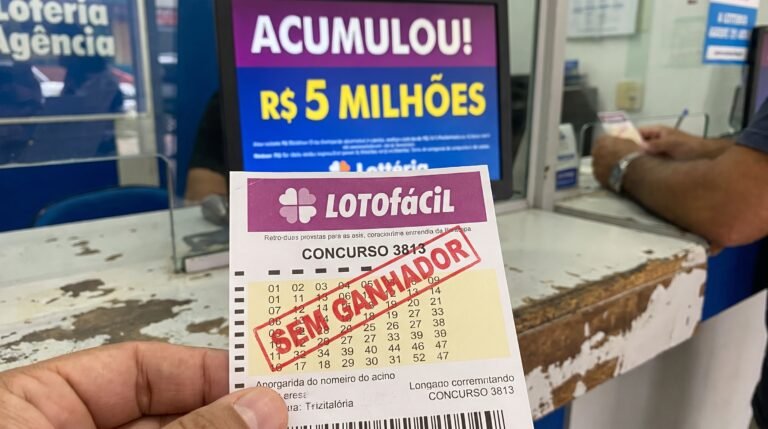 Lotofácil acumula em R$ 5 milhões de reais após concurso 3813 não ter acertadores das quinze dezenas