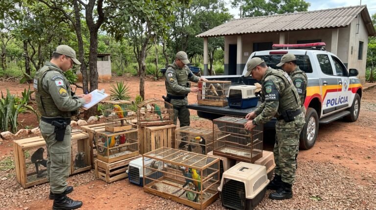 Operação da Polícia Militar em Vespasiano na grande BH resulta na apreensão de 140 animais silvestres e exóticos