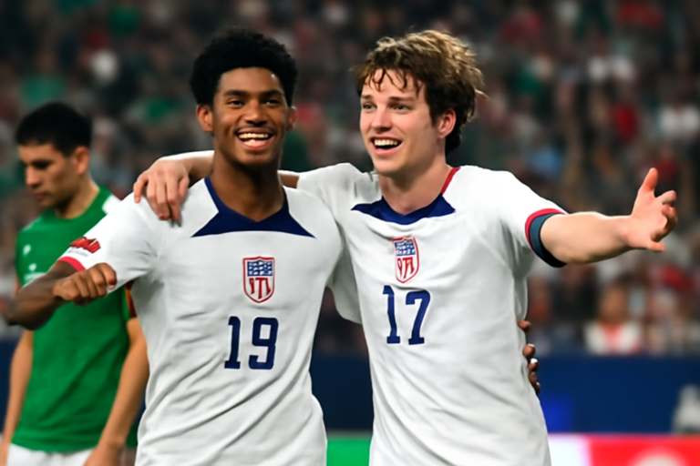 Capa horizontal 16:9 sem textos, destacando atuações seleção estados unidos com Julian Hall e Cavan Sullivan.