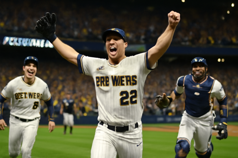 milwaukee brewers playoffs mlb: capa horizontal sem textos, retratando os Brewers em ação nos playoffs 2026