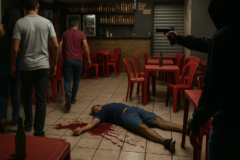 Imagem de capa com homem é morto tiros dentro de bar em Vespasiano, crime violento.