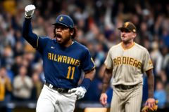 jackson chourio garante vitória: capa horizontal sem textos escritos, Brewers x Padres na MLB