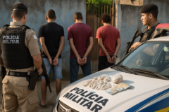 operação polícia militar resulta: capa retratando prisão de três homens por tráfico de drogas no Palmital, Santa Luzia