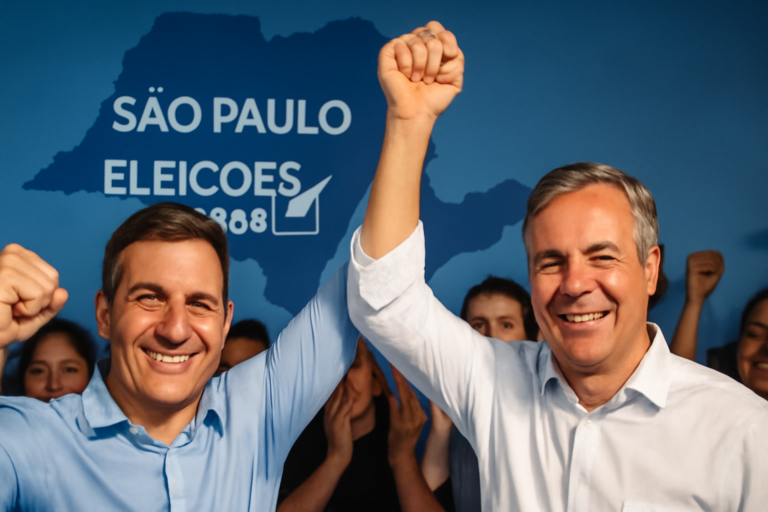 eleições senado são paulo - capa 16:9, sem textos, sugerindo vitória de Derrite e Prado