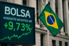bolsa brasileira exterior dispara: capa horizontal 16:9 sem textos, retrato de reação do mercado a Flávio Bolsonaro