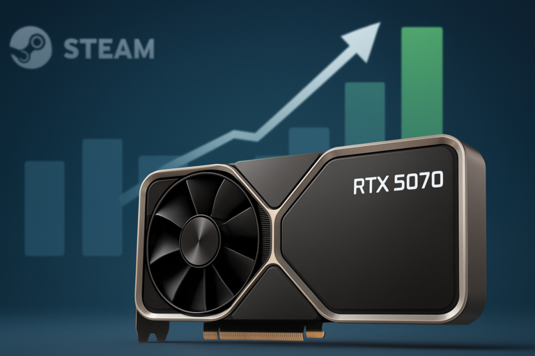 geforce rtx 5070 se — capa horizontal 16:9, sem textos, representando a GPU mais popular no Steam Survey
