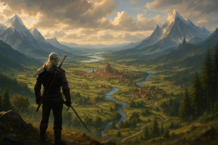 Imagem de capa 16:9 com o tema the witcher 4 tamanho, destacando mapa gigante e mundo aberto.