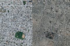 Capa com novas imagens satélite revelam destruição em Gaza, mostrando o antes e depois da região