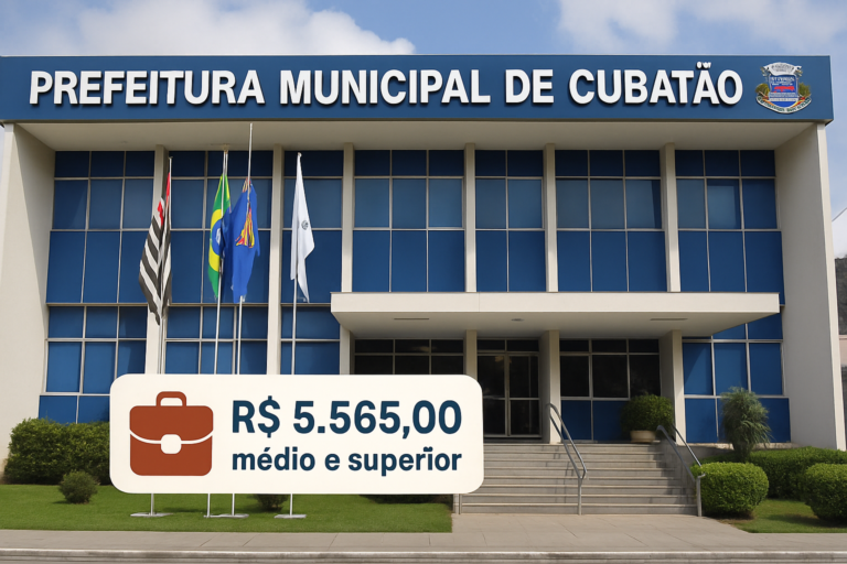 prefeitura cubatão sp abre capa de concurso público com vagas para níveis médio e superior