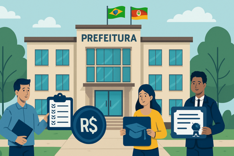 Imagem capa 16:9, prefeitura alvorada rs retifica: concurso com salários até R$18 mil e vagas para todos os níveis.