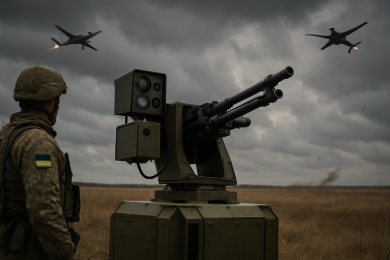 Ucrânia usa torre de metralhadoras com inteligência artificial para abater drones russos de alta velocidade na guerra