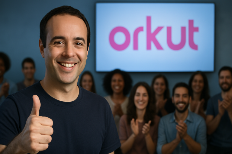 Imagem de capa: criador orkut anuncia retorno da rede para reforçar conexões humanas reais com apoio do público.