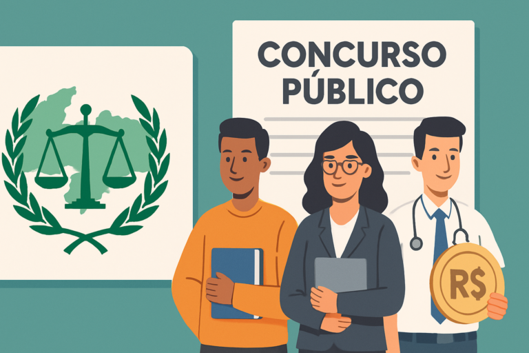Capa horizontal 16:9, sem textos escritos, representando defensoria pública estado paraíba oferecendo concurso público com vagas para nível médio e superior.