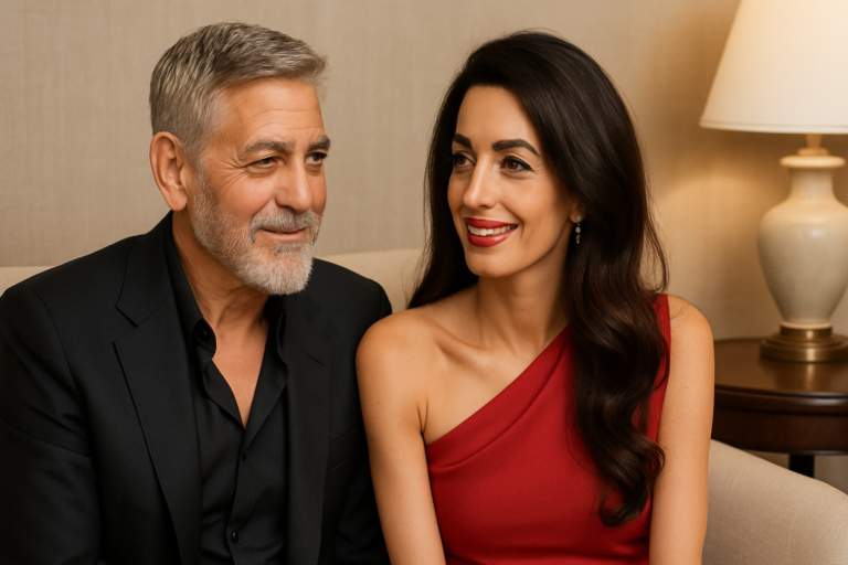 george clooney abre coração em capa 16:9, retrato editorial sem textos sobre casamento com Amal