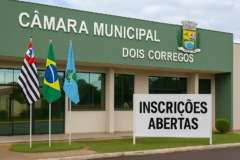 câmara dois córregos sp — capa 16:9, sem textos escritos, divulgando concurso com vagas e salário até R$ 7.114,33.
