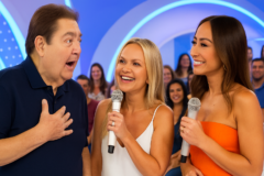faustão surpreende aparição rara em capa horizontal, com Eliana, Sabrina Sato e público emocionado