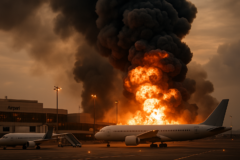 Capa de imagem para ataques aeroportos arábia saudita, destacando tensões regionais no Oriente Médio.