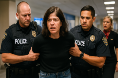 atriz selma blair é retratada em capa horizontal 16:9, representação de detenção em voo, sem textos