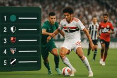 Capa horizontal 16:9, sem textos escritos, representando a classificação brasileirão agita tabela por meio de elementos visuais do futebol nacional.