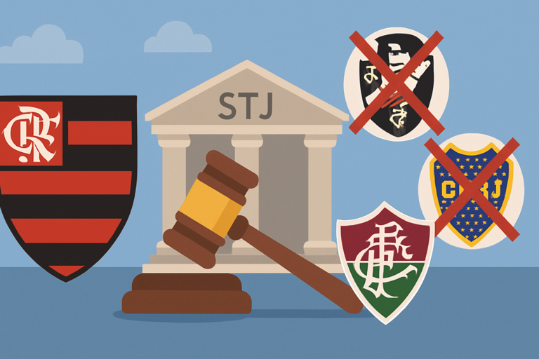Imagem de capa horizontal com Flamengo e Fluminense acionam stj para impedir jogo no Maracanã, destacando 'flamengo fluminense acionam stj'