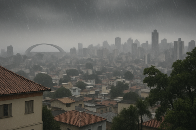 belo horizonte surpreende moradores: cenário de capa com temporais e chuva intensa em outubro.