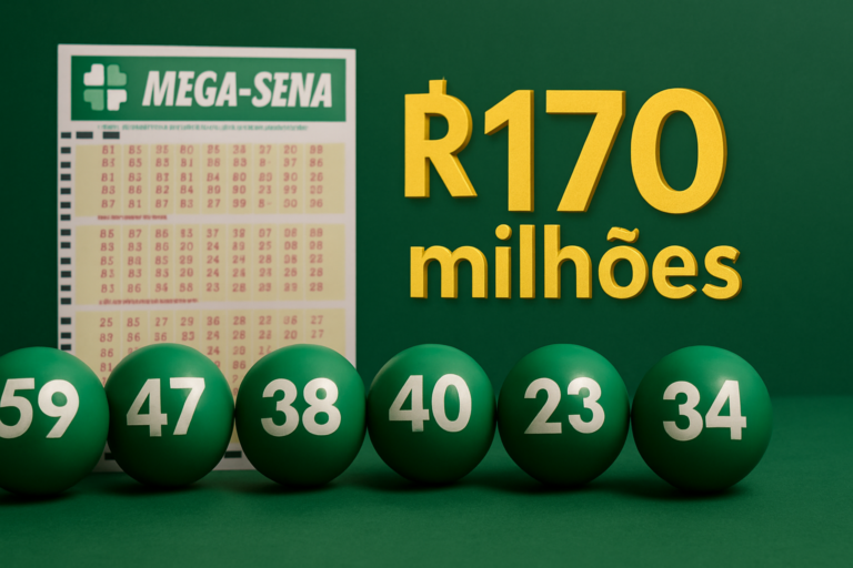 Capa horizontal sem textos com mega sena 3070 acumula, ilustrando prêmio de R$170 milhões