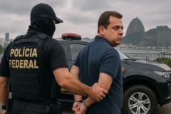 operação unha carne polícia: cena de operação policial no Rio de Janeiro, capa horizontal 16:9, sem textos