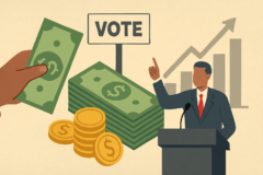 Capa horizontal 16:9 ilustrando salário mínimo propostas eleitorais, com foco nos debates sobre reajuste e economia.