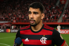 lucas paquetá explica atuação do Flamengo contra o Estudiantes pela Libertadores capa 16:9, sem textos.