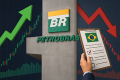 Capa horizontal 16:9 ilustrando ibovespa sobe impulsionado pela Petrobras com foco em pesquisas eleitorais
