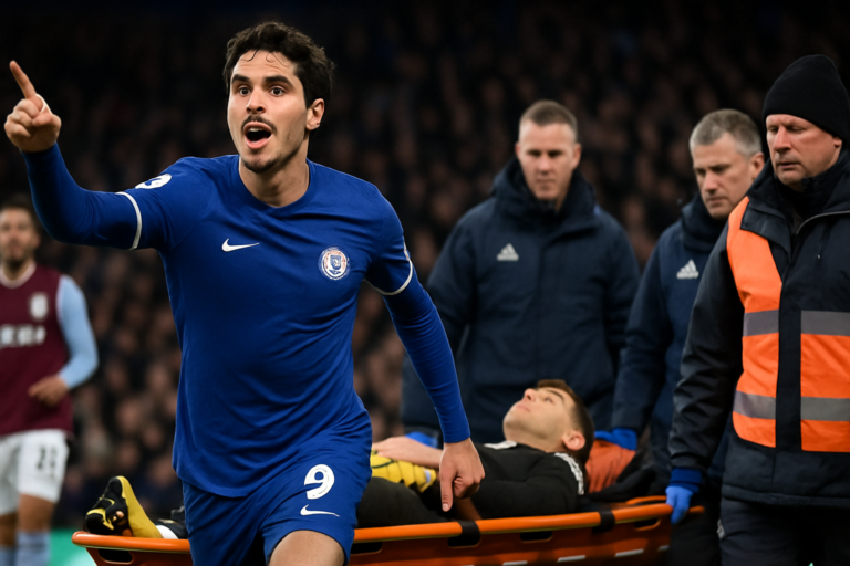 Capa horizontal mostra pedro neto brilha dois gols pelo Chelsea e Dibu Martínez deixa o campo