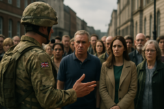 exército britânico alerta que o governo planeja preparar a população para tempos de guerra; capa 16:9, sem textos.