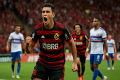 Capa horizontal 16:9 com flamengo reverte pressão vitória sobre o Bahia, líder isolado e ataque ajustado.