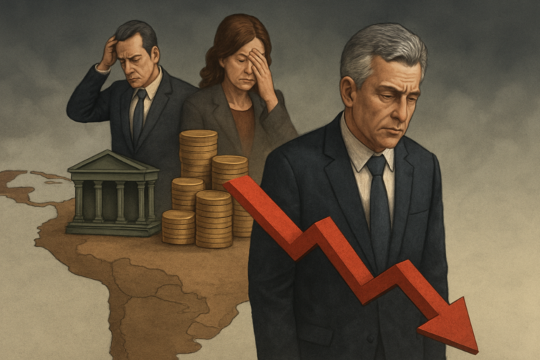 Imagem de capa 16:9 sobre governos direita américa sul, retratando queda de popularidade e menor exposição de investidores.