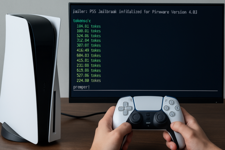 Capa de artigo com foco em playstation 5 jailbreak roda, descrevendo o PS5 executando IA localmente na GPU.