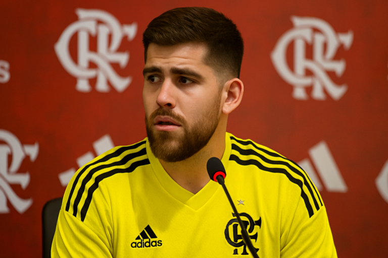 futuro indefinido flamengo goleiro Rossi entre torcedores em campo, sinalizando próximos passos
