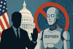 Capa 16:9 sem textos escritos sobre governo estados unidos proíbe o uso de IA DeepSeek em agências federais