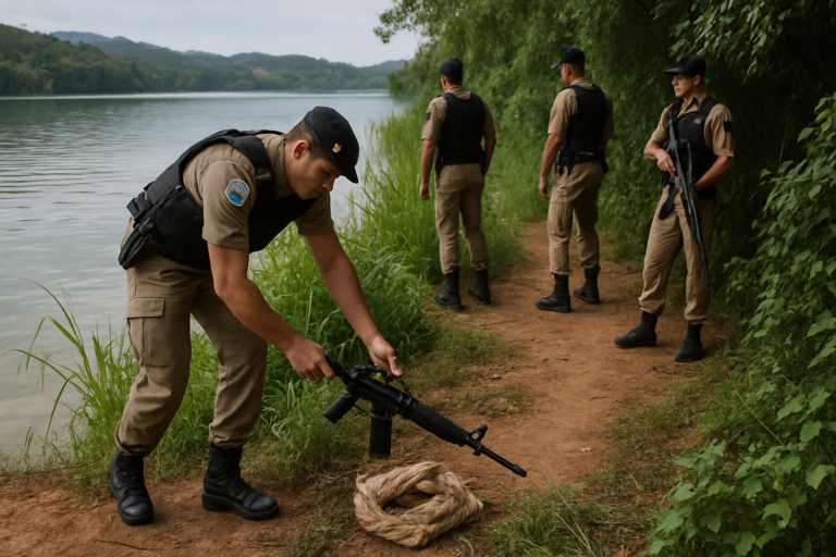 polícia militar procura homens em Betim junto à Lagoa, capa 16:9, sem textos.