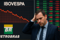 Capa ilustrativa com foco em ibovespa fecha leve queda, mostrando Petrobras influenciando o mercado e atenção à eleição.